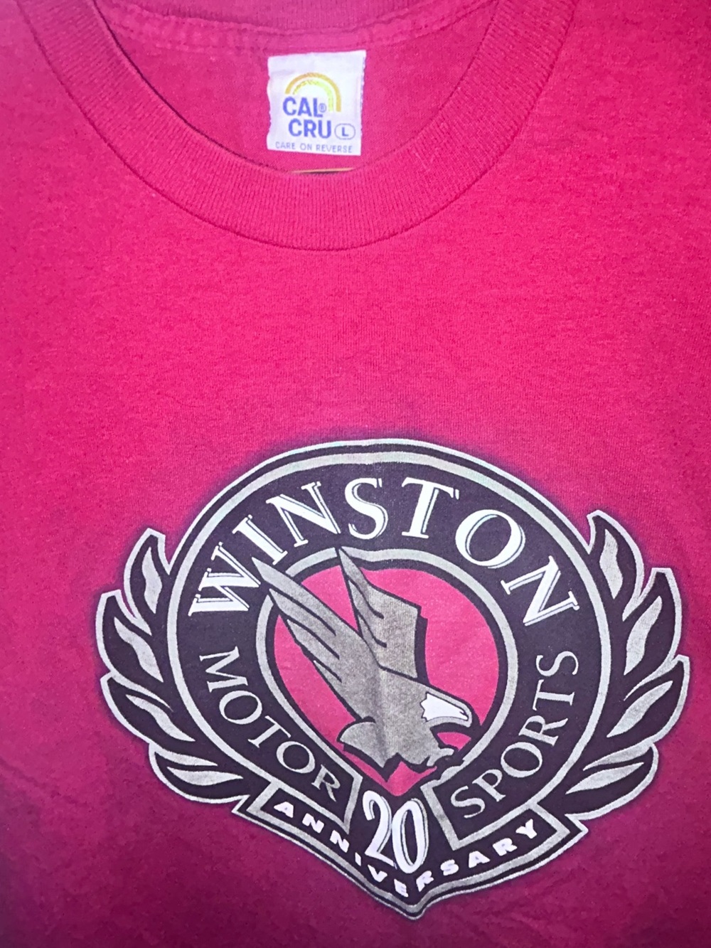 Cal Cru NASCAR Winston Motorsports 20th Anniversary Red Graphic T-Shirt Size L